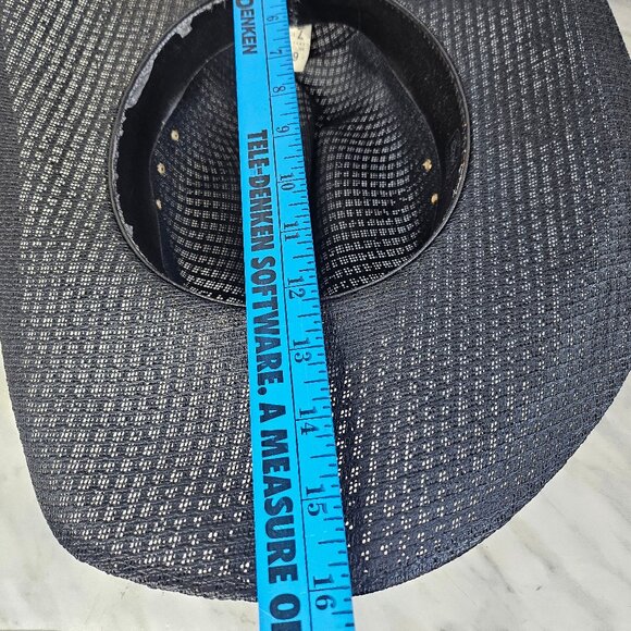 Vintage Mexican Wide Brim Black Sombrero Straw Cowboy Hat - Picture 8 of 11